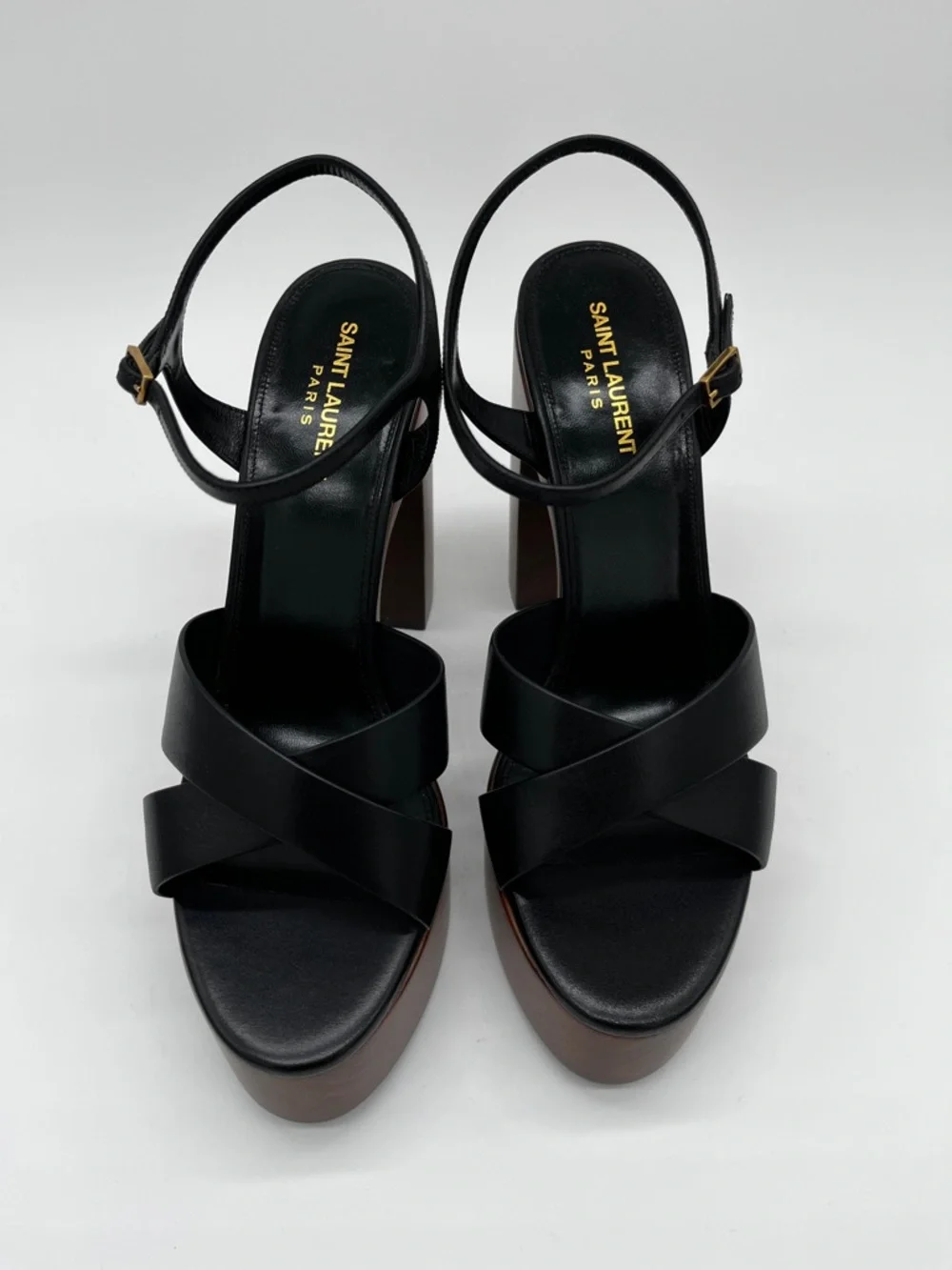 Saint Laurent Bianca Platform Sandals Bianca Leather Black - 40 (US 10) - Picture 6 of 14